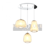 SOSPENSIONE CROMO 3 LUCI TONDA VETRI ALPHA + BETA + GAMMA AMBRA 1176CR-S3 T ABG-AM