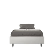 Letto matrimoniale francese con rete imbottito 140x210 similpelle bianco Azelia