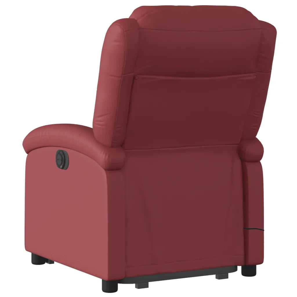 Poltrona Alzapersona Reclinabile Rosso Vino in Similpelle 3204251