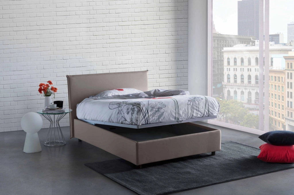 Anyta, Letto Piazza e Mezza Sfoderabile Made in Italy, Grigio Tortora