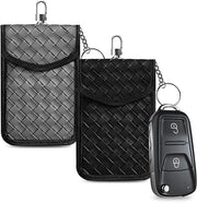 Tasca per chiavi di auto, 2-pack tasca blocco segnale per chiavi di auto con RFID in pelle PU con gancio tasca per chiavi con blocco segnale per sicurezza di auto antidifesa