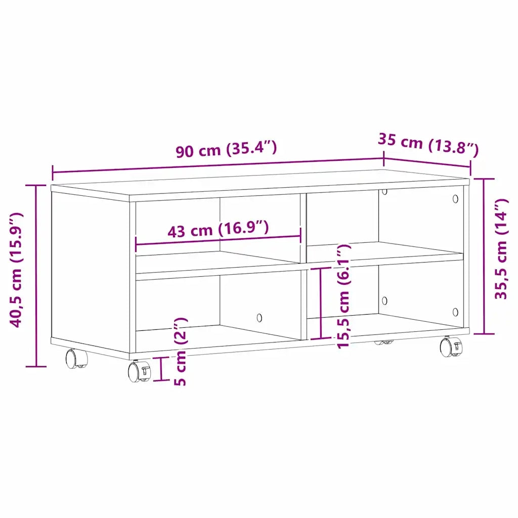 Mobile TV Nero 90 x 35 x 40.5 cm Legno multistrato 861981
