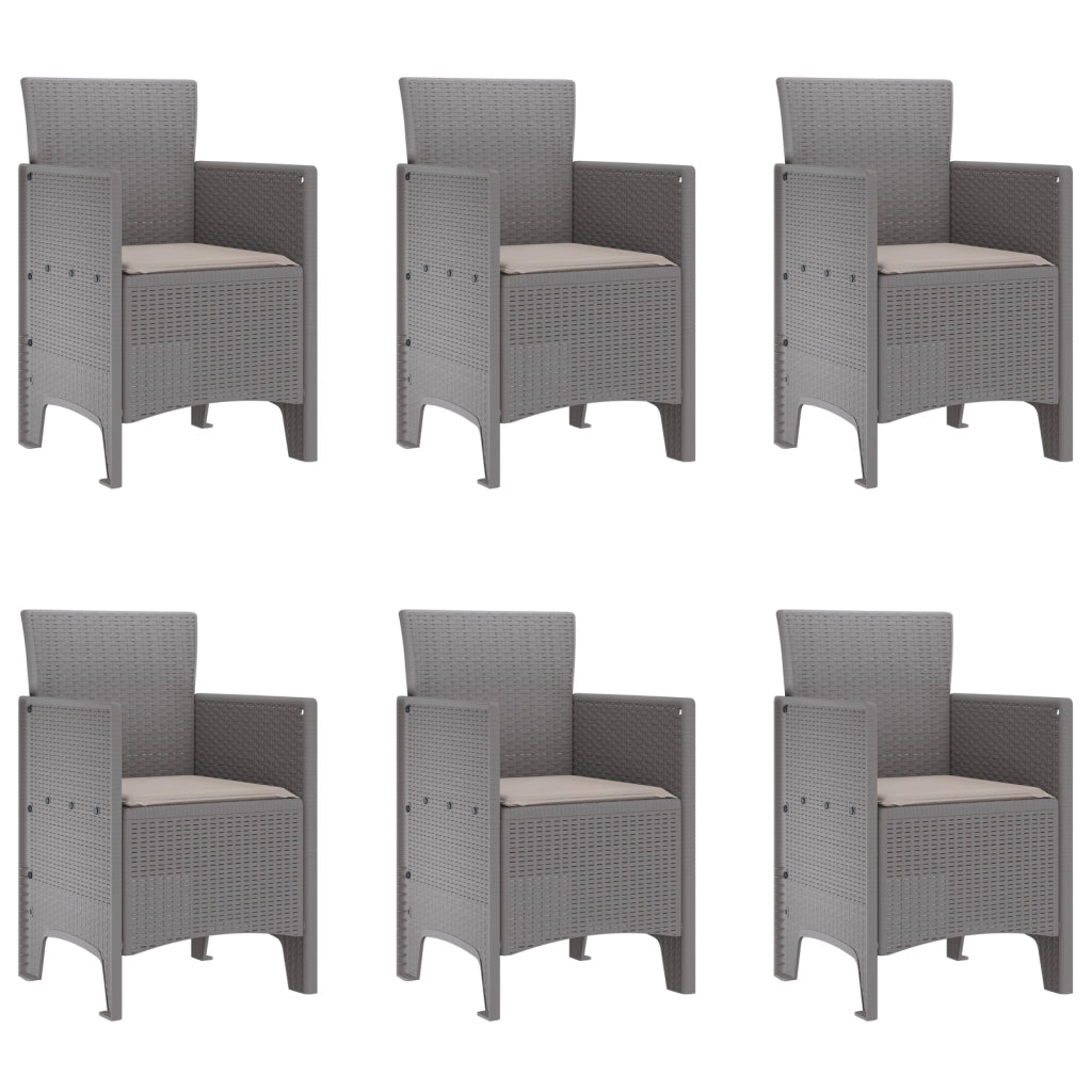 Set da pranzo da giardino di 7 pezzi con cuscini in rattan sintetico grigio chiaro