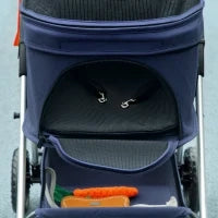 Passeggino per Cani 3 in 1 Pieghevole con Borsa Trasportino e Cestino Inferiore, Blu