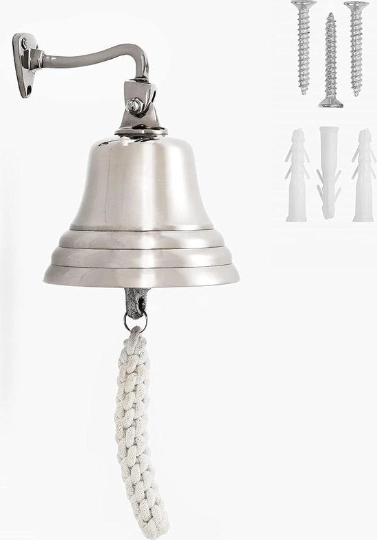 Accessori per bar nautica a muro - campana d'argento unica con suoni forti - ideale per feste di Natale, ricevimenti, pub - 105 cm
