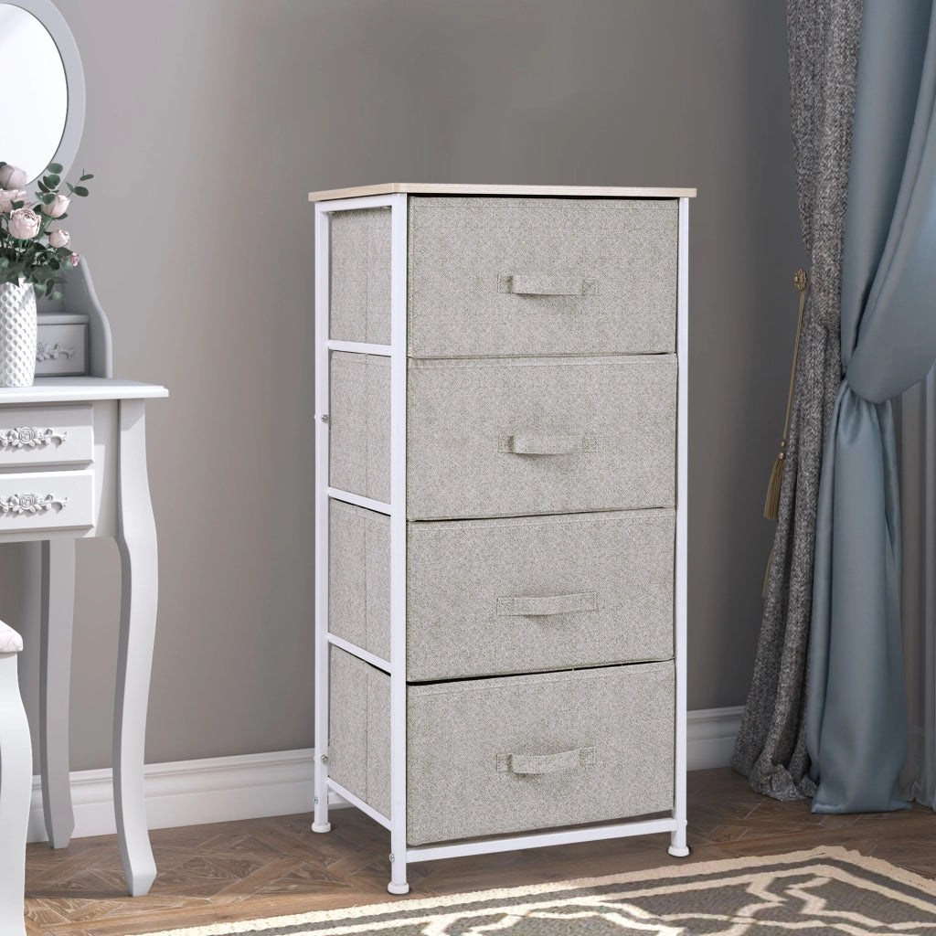 Cassettiera con 4 cassetti in tessuto ¨C zephmum ¨C 45x30x92 cm grigio