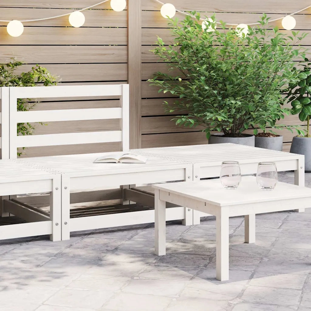 Salotto da Giardino-Set Divani da Giardino 2 pz Bianchi in Legno Massello di Pino 682855