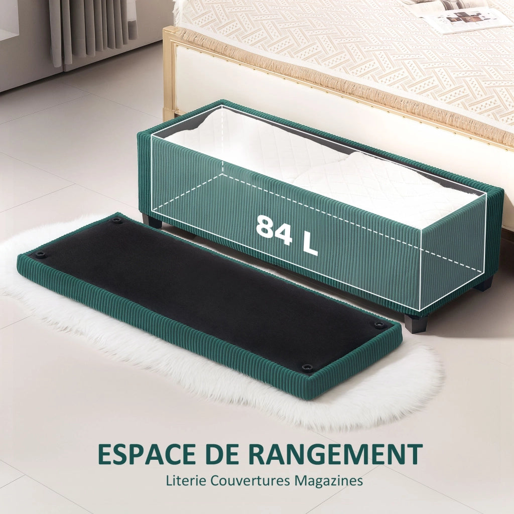Pouf contenitore con coperchio in velluto ¨C zephmum ¨C verde 112x42x40 cm