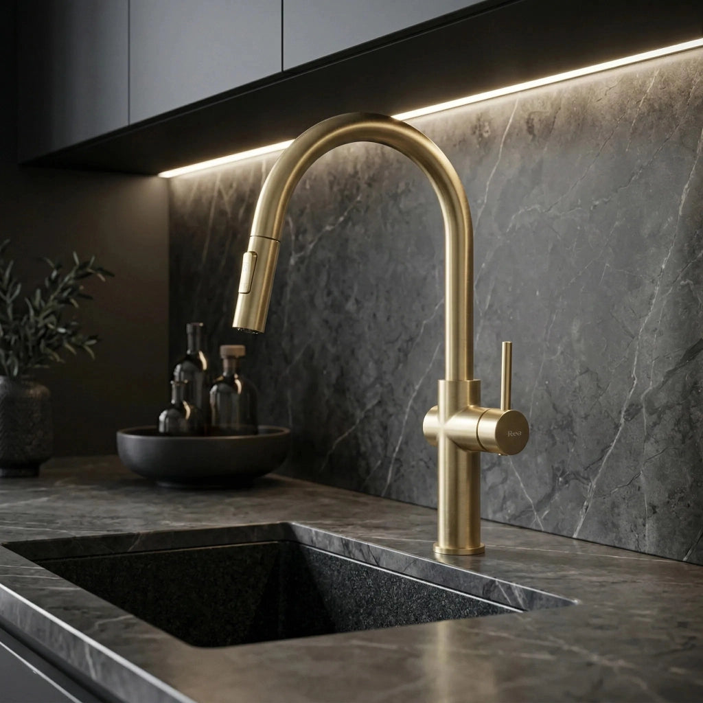 Rubinetto Da Cucina Rea Fresh High Brush Gold