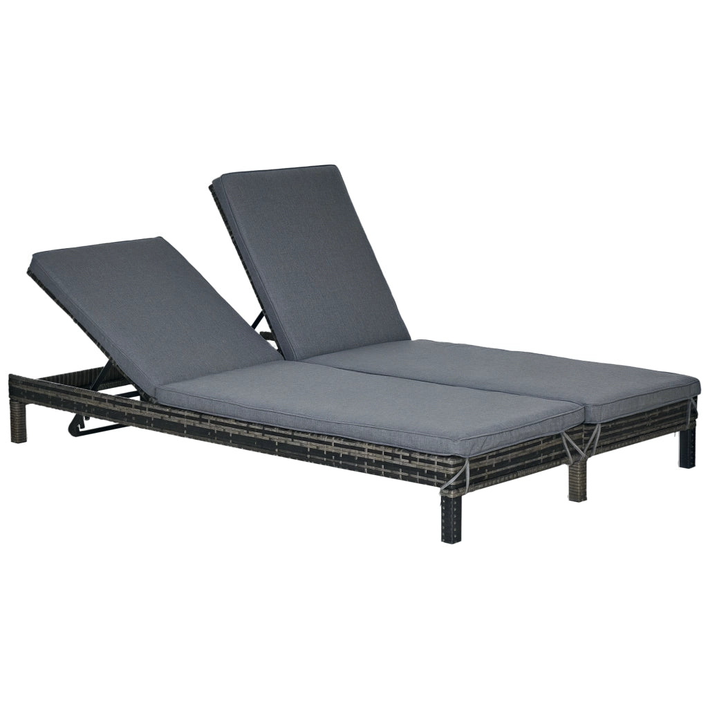 Lettino da giardino in polyrattan per 2 persone ¨C zephmum ¨C 196x120x28 cm