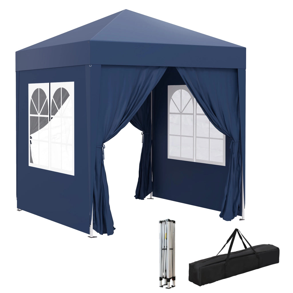 Tendone da giardino pieghevole regolabile in altezza protezione UV ¨C zephmum ¨C 200x200 cm blu