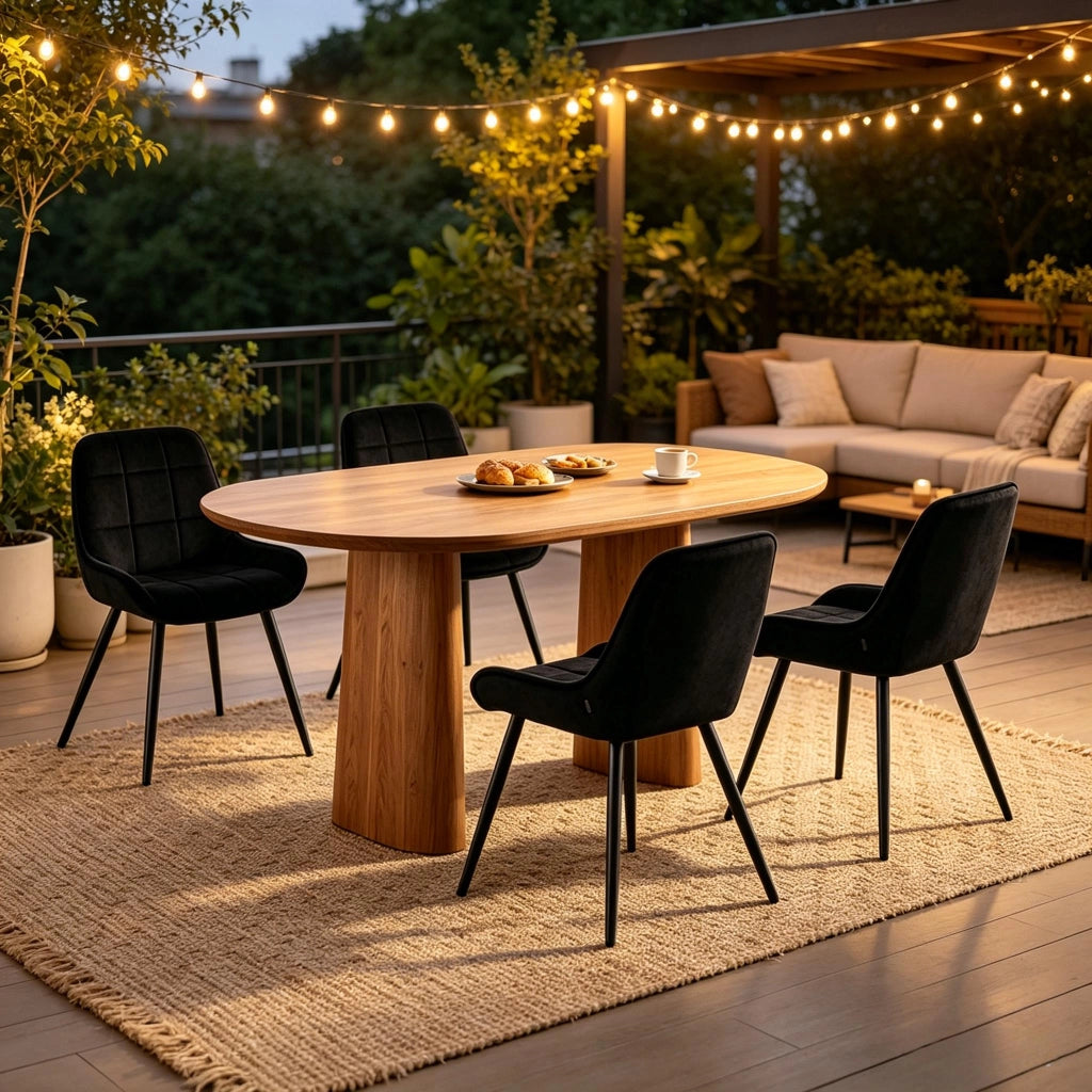 SEDIE da pranzo Set 4 pezzi in velluto nero, altezza seduta 47 cm