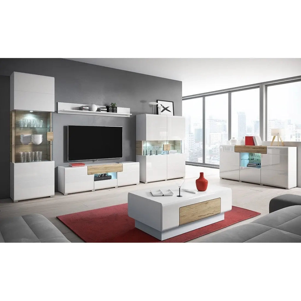Mobile TV 160cm collezione OHIO. Colori bianco e rovere