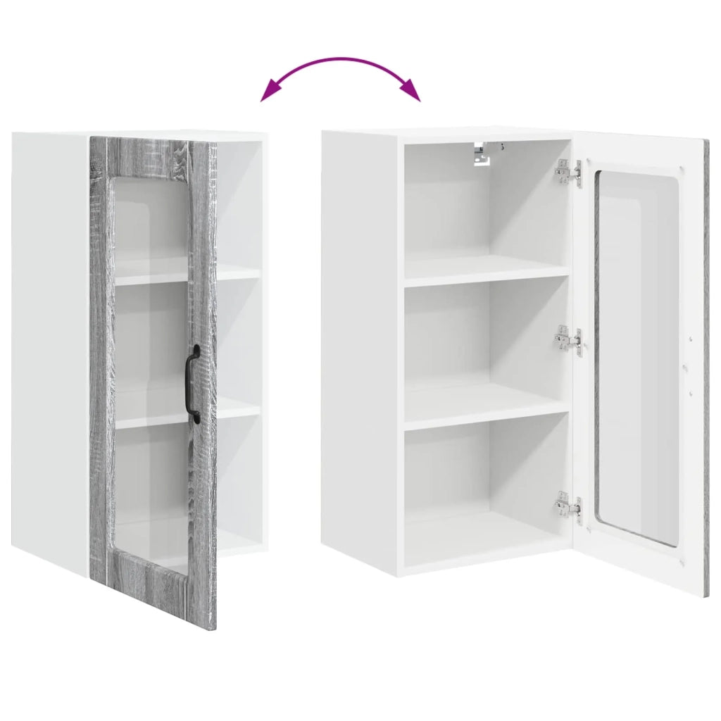 Mobile in vetro da parete LUCCA 2 pcs Grigio Sonoma 884998