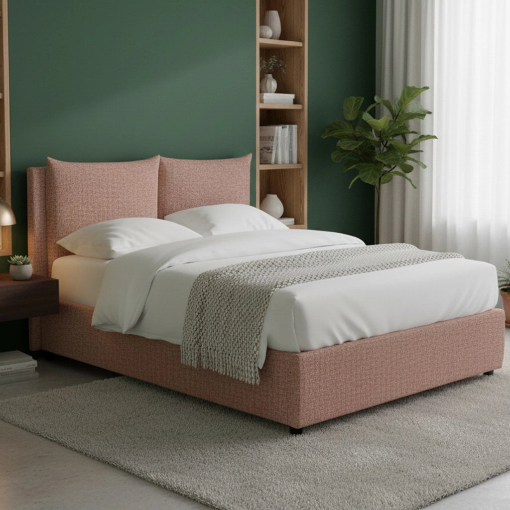 Liskeard, Letto Matrimoniale Sfoderabile Made in Italy, Rosa
