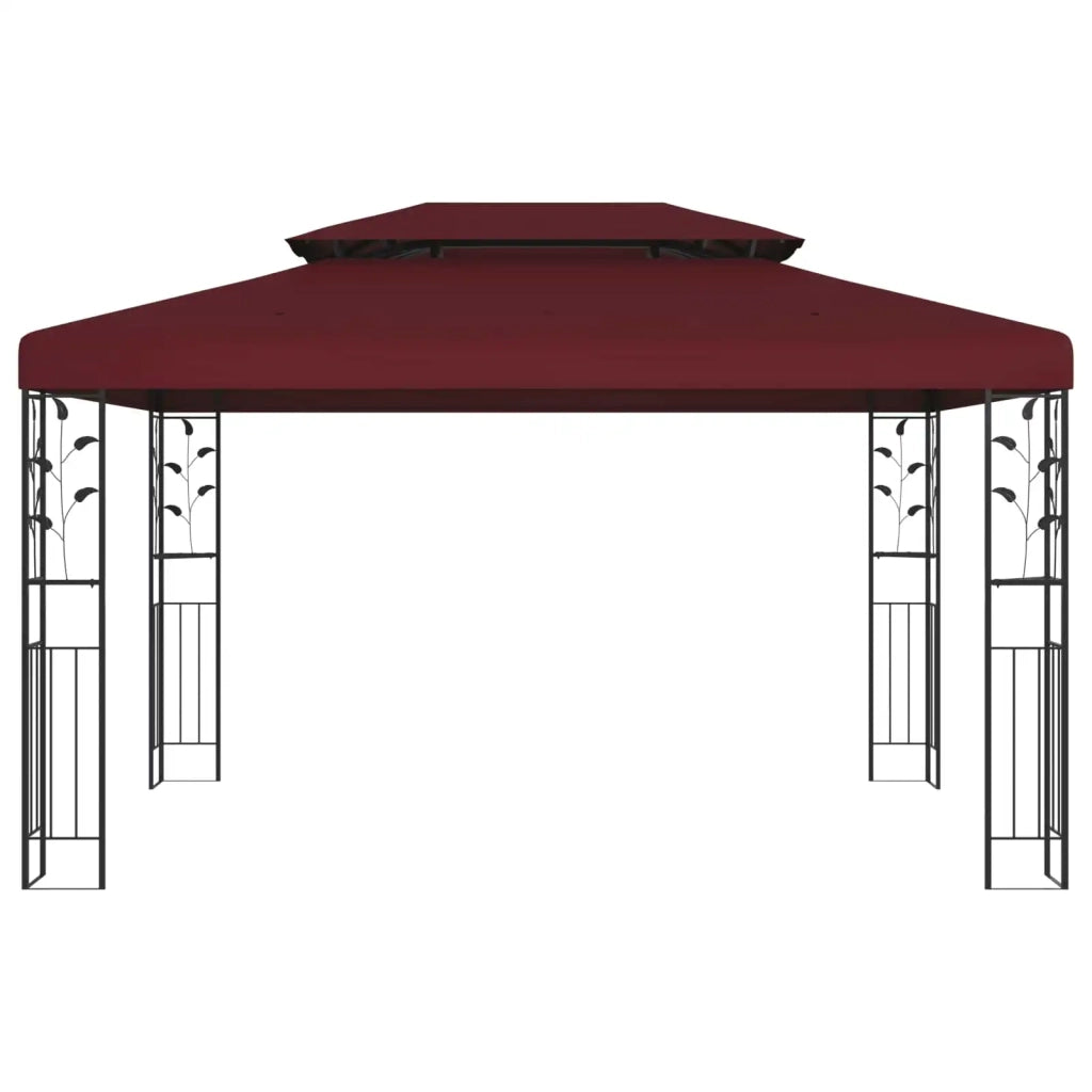 Gazebo 3,97 x 2,96 x 2,68 m Rosso Vino Poliestere e Acciaio 42030527