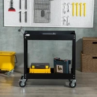 DURHAND Carrello Porta Attrezzi a 2 Ripiani in Acciaio, 84.5x38x84cm, Nero