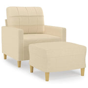 Poltrona | Sedia Relax con Poggiapiedi Crema 60 cm in Tessuto