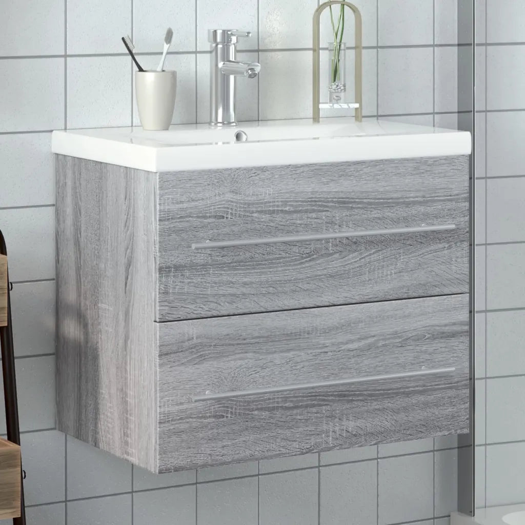 Mobile da Bagno con Lavabo | Armadio Lavabo Integrato Grigio Sonoma