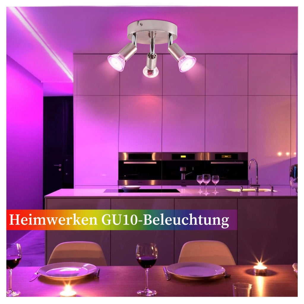 ZMH Faretto da soffitto circolari nichel 3 luci GU10 regolabili 350° stile moderno per soggiorno camera max 25W