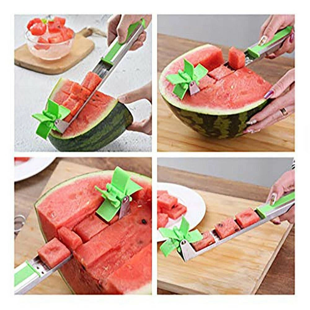 Trade Shop - Taglianguria Mulino A Vento Anguria Multiuso Cucina Taglio Della Frutta Cubetti -