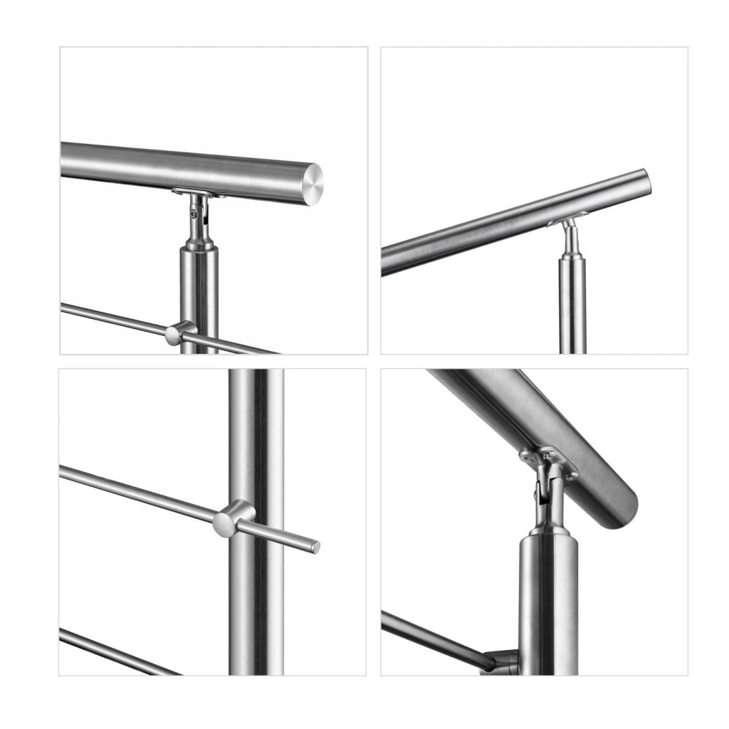 Balaustra Corrimano Ringhiera in acciaio inox 304 spazzolato 180x106cm per interni ed esterni 5 barre trasversali