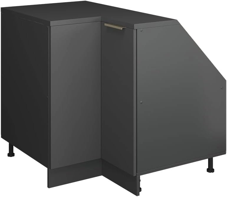 Mobile sottotetto Mobile angolare Rion, Antracite-oro, 75.6 x 81.6 cm con 1 porta, carcassa dell’armadio profondità 60 cm, adatto per il salvaspazio sotto tetti spioventi
