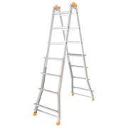 Colombo New Scal PRATIC4+4AA Pratic Scala Pieghevole 8 Gradini Zigrinati 3,6 m 100 Kg Piedini Antiscivolo colore Acciaio Inox
