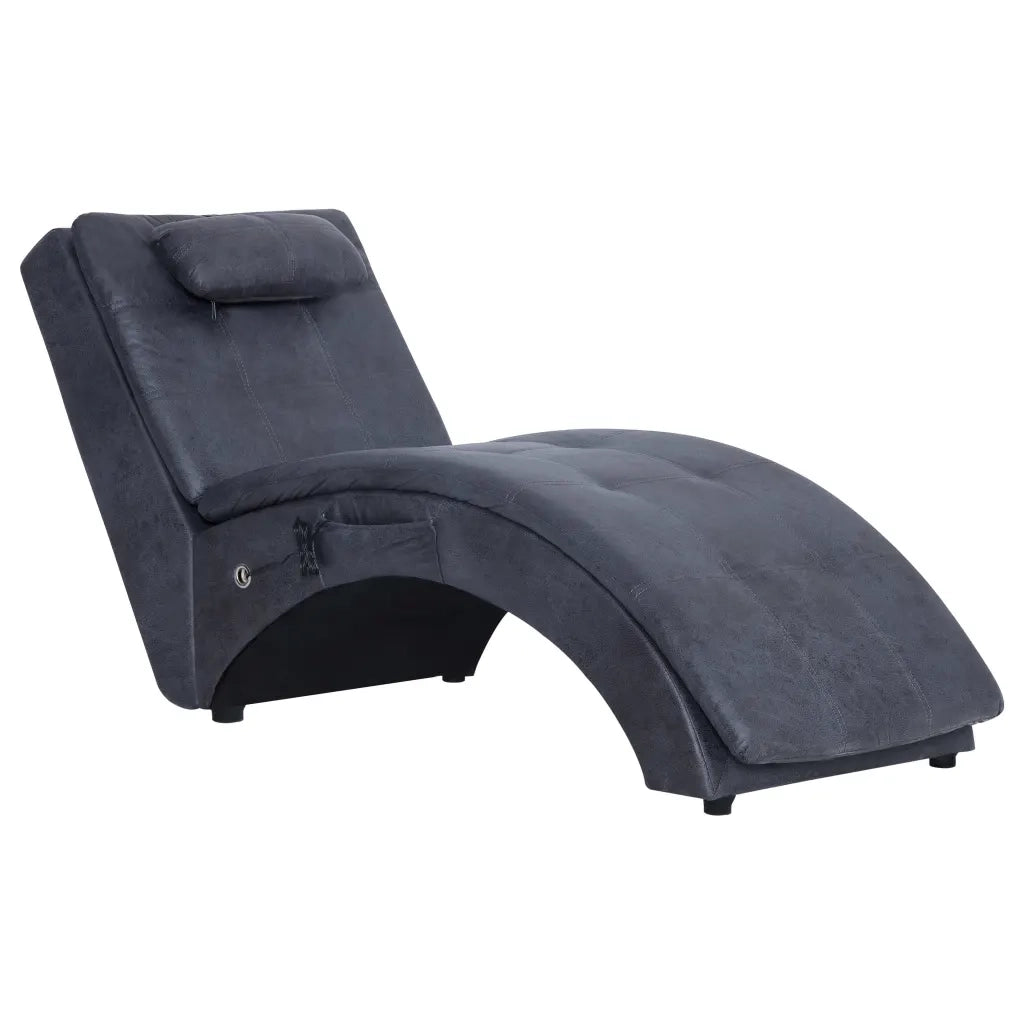 Sdraio Massaggiante con Cuscino Grigia Similpelle Scamosciata CFW1270085