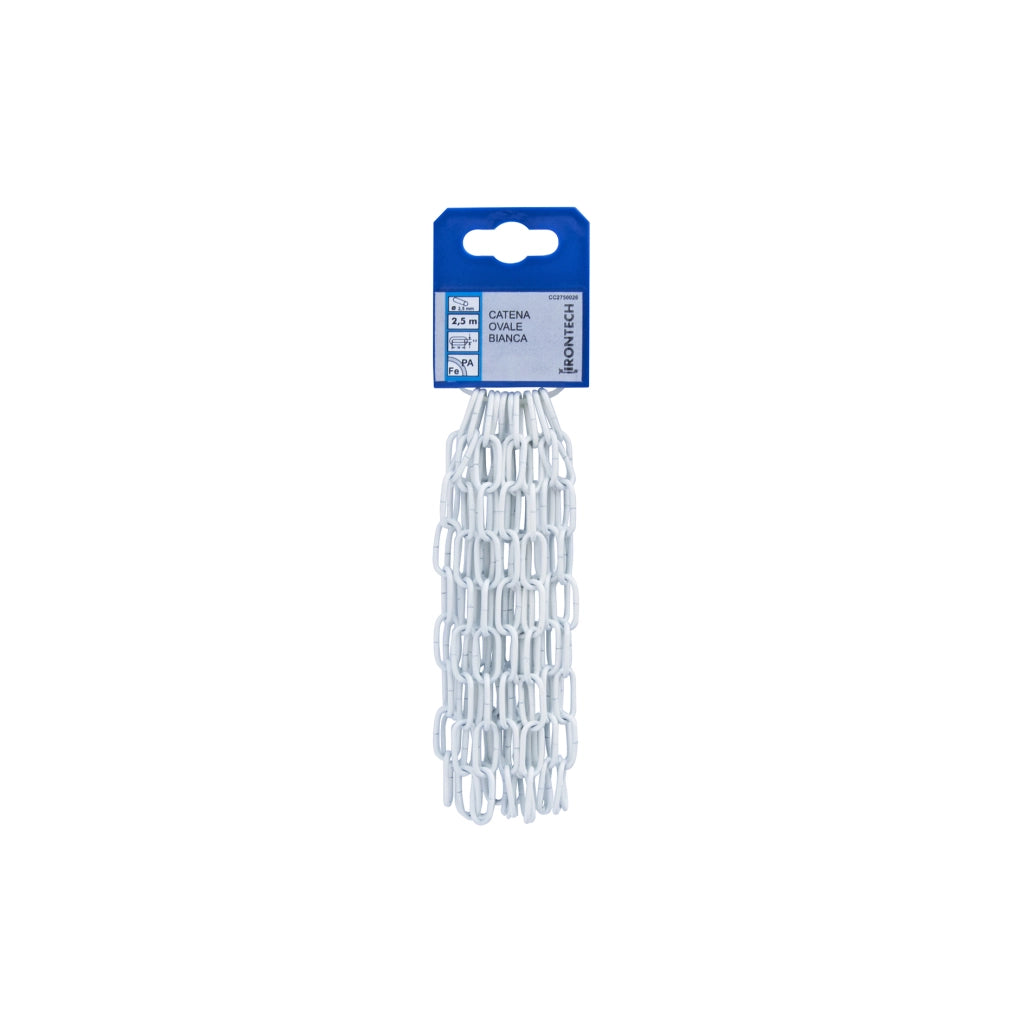 Catena ovale pretagliata Ã˜ 2,5 mm. in acciaio bianco 2,5 mt.