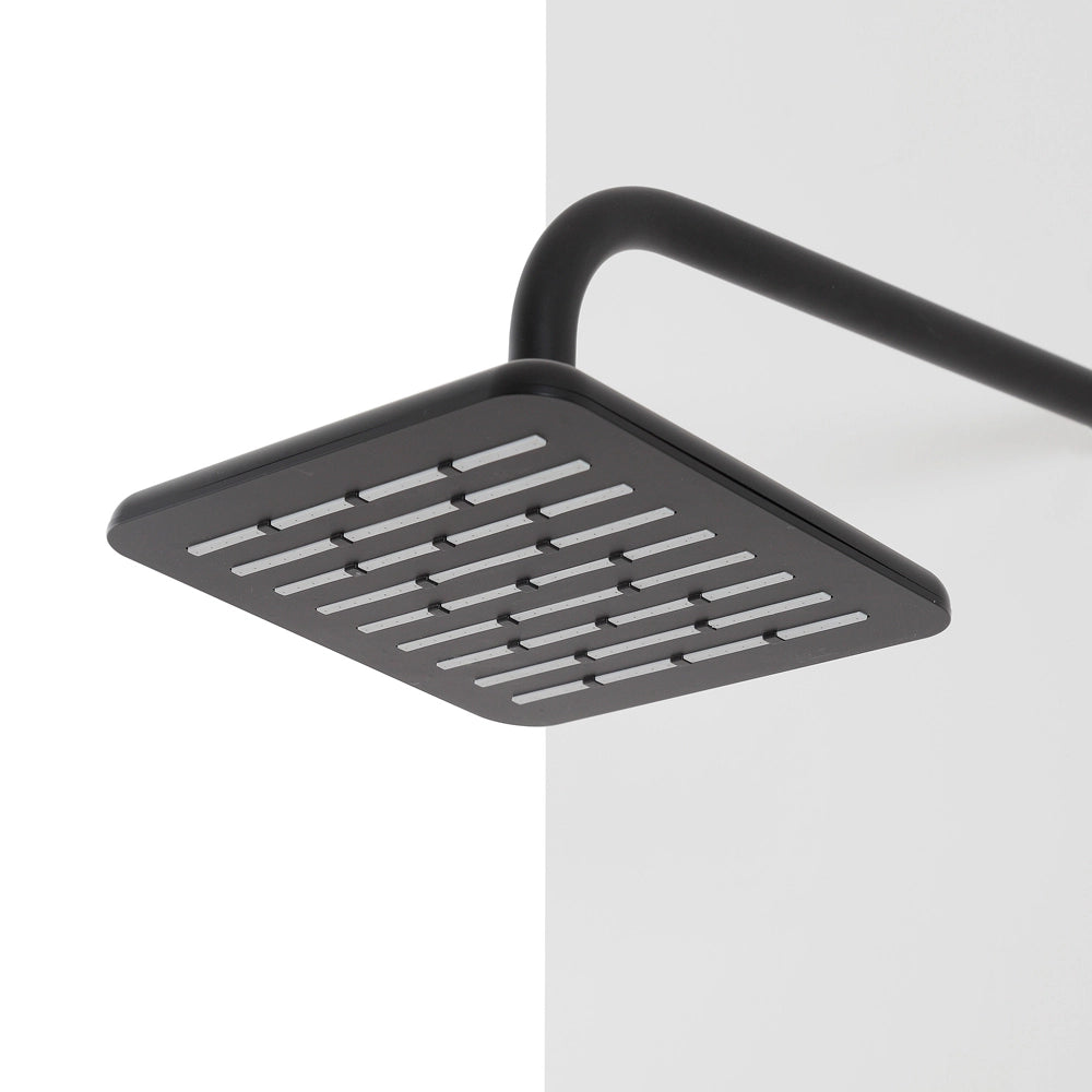 Soffione doccia 20 x 20 cm in finitura nero anticalcare Hidra