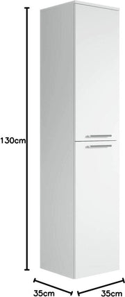 Cassettone per bagno alto 130 cm con pannelli in legno bianco