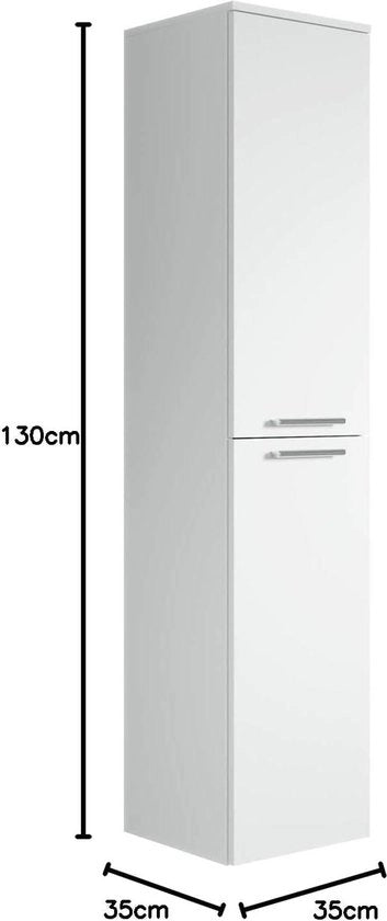 Cassettone per bagno alto 130 cm con pannelli in legno bianco