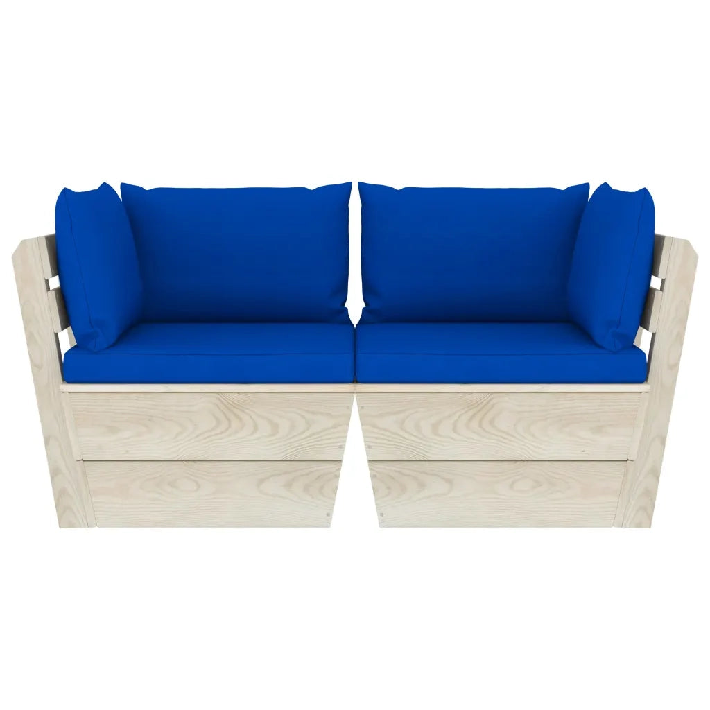Divano da Giardino a 2 Posti su Pallet con Cuscini-Sofa da Giardino-Divano da esterno Legno Abete 445277