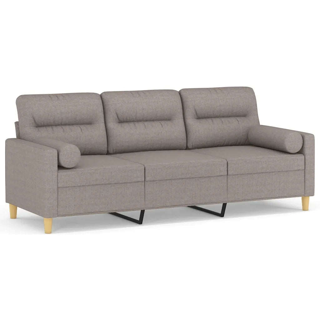 Divano a 3 Posti con Cuscini-Sofa 3 Posti con Cuscini Tortora 180 cm in Tessuto 529309