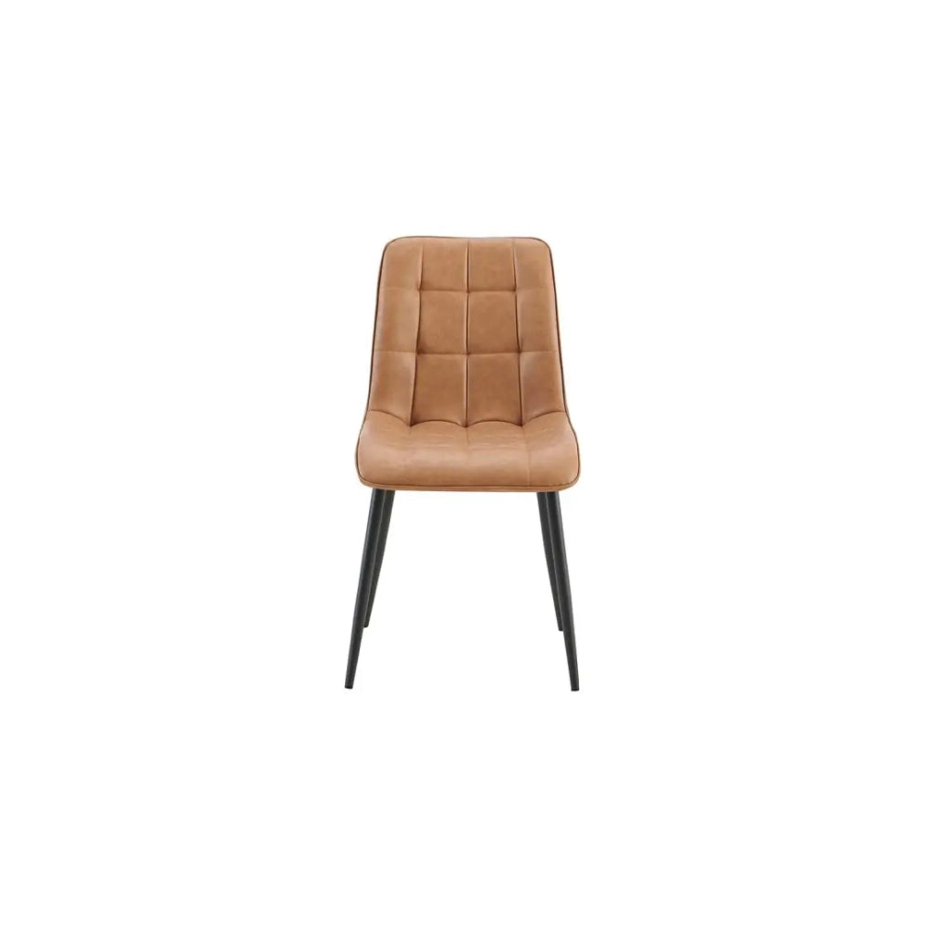 Set di 4 sedie MIREA – Cognac – Stile senza tempo – Gambe in metallo – Rivestimento in PU facile da pulire