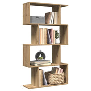 Libreria 4 Ripiani-Scaffale per Libri-Mobile di Stoccaggio Rovere Artigianale 70x24x129 cm Truciolato