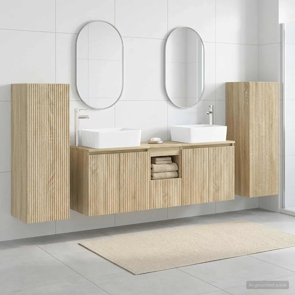 Set di mobili per il bagno 5 pz Rovere Sonoma 3405995