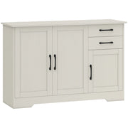 Mobile Cucina 120x38x79 cm con 2 Cassetti e 3 Armadietti Ripiani Regolabili in MDF Crema