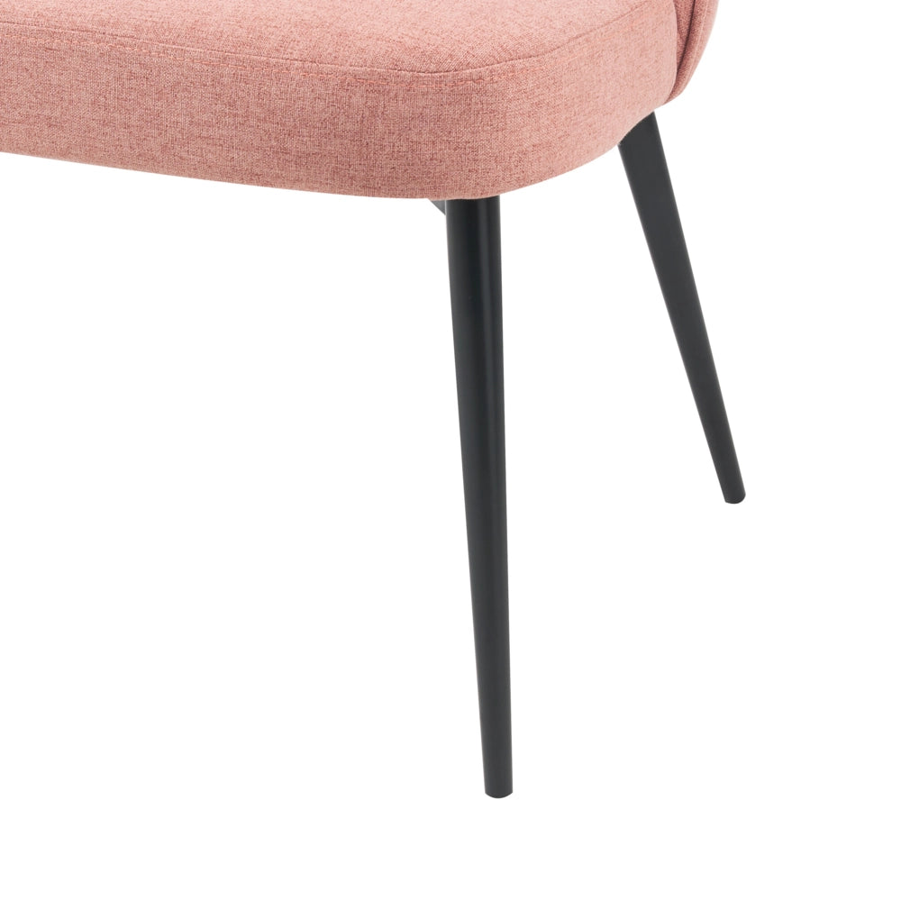 Divano da cucina Rivestimento in tessuto rosa Struttura in metallo a 2 posti Gambe nere Panca