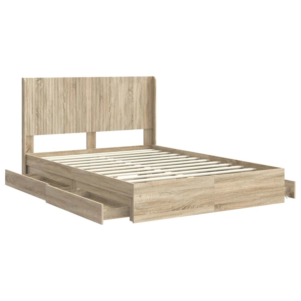 Struttura del letto con stoccaggio e testata Rovere Sonoma 3414009
