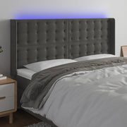 Testiera a LED-Testata con LED Grigio Scuro 163x16x118/128cm in Velluto 155945