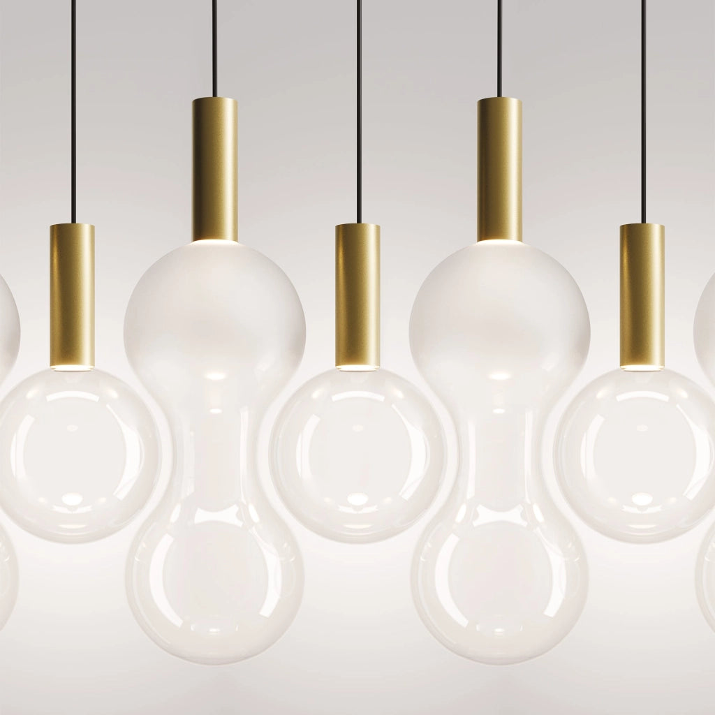 Zafferano Lampada a sospensione Sfera in vetro borosilicato soffiato a bocca, LED 8W 2700K dimmerabile TRIAC, finitura Oro e Trasparente, D18cm