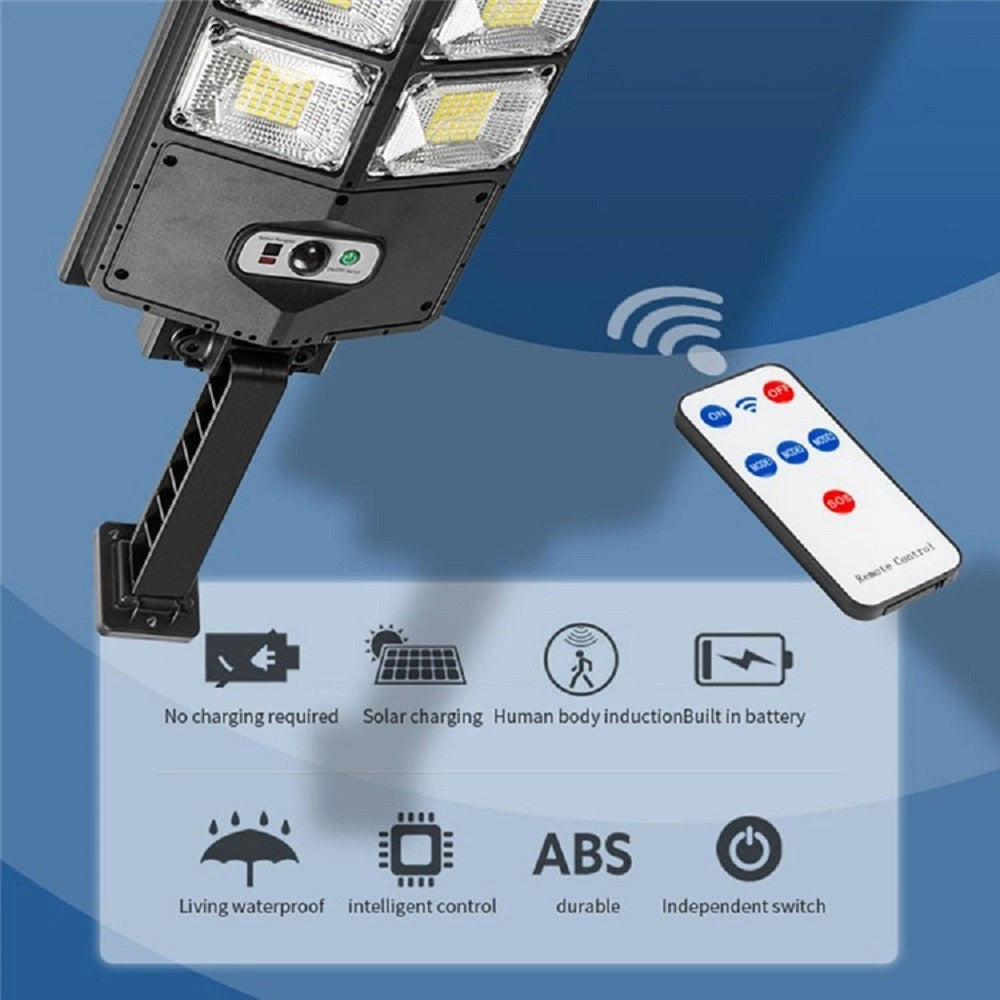 Trade Shop - Lampada Solare Led Impermeabile Giardino Cortile Sensore Movimento Telecomando -
