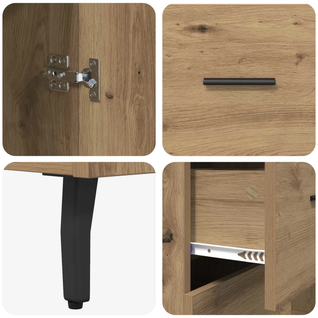 Credenza | Madia | Buffet da pranzo | Armadio da pranzo con cassetto Rovere artigianale 69,5 x 34 x 90 cm