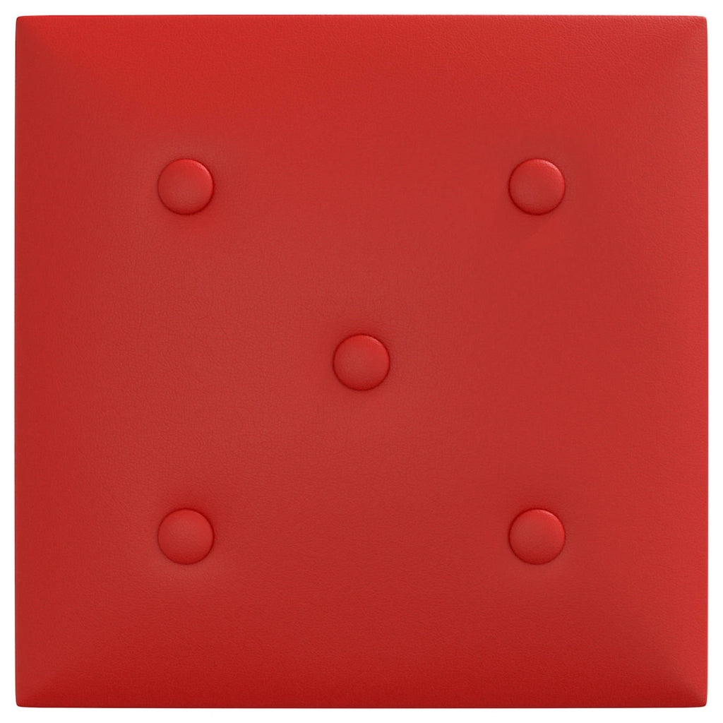 Testiera da Parete 12 pcs Rosso Vino 30 x 30 cm Pelle Sintetica
