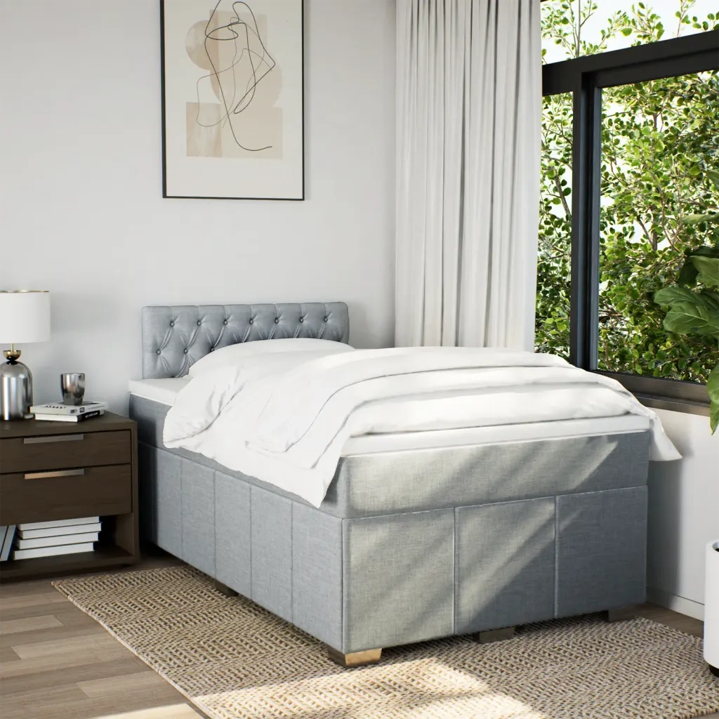 Giroletto a Molle con Materasso Grigio Chiaro 120x190cm Tessuto 3287014