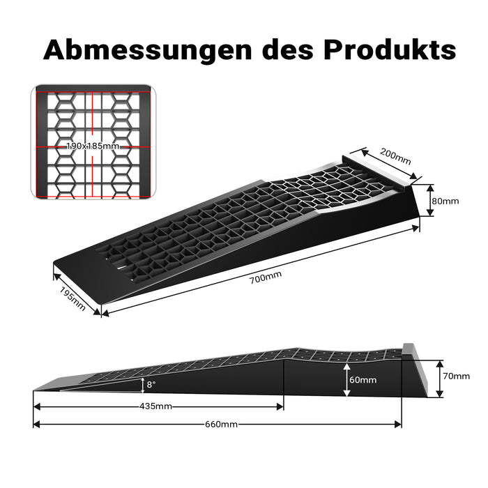 Cunei per camper auto 2 pz. max 3 t Rampa di livellamento piatta in plastica