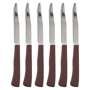 Coltelli Bistecca 24pz Manico in Polipropilene Doppia Affilatura 22cm Marrone