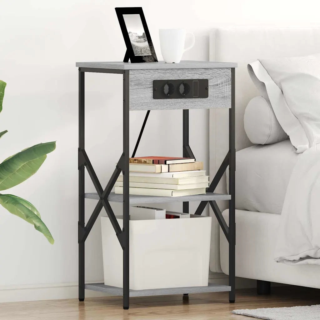 Armadio da Notte con lo scaffale Grigio Sonoma 41 x 31 x 76 cm 859531